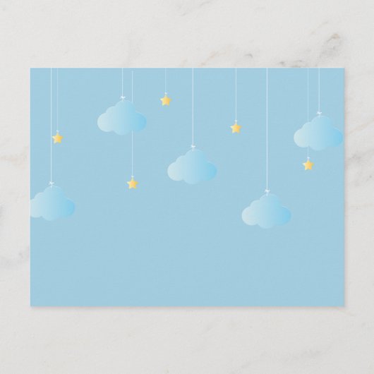 男の赤ちゃんブルートゥインクルトゥインクルフォトキュート誕生 案内ポストカード (裏面)