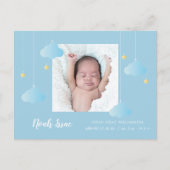 男の赤ちゃんブルートゥインクルトゥインクルフォトキュート誕生 案内ポストカード (正面)