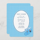 男の赤ちゃんブルートレインベアシャワーのお知らせ 招待状 (正面/裏面)