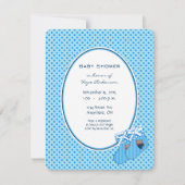 男の赤ちゃんブルートレインベアシャワーのお知らせ 招待状 (正面)