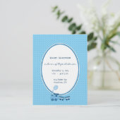 男の赤ちゃんブルードットトレインシャワー発表 招待状 (スタンド正面)