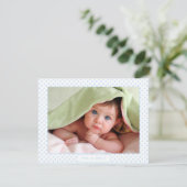 男の赤ちゃんブルードットベビー写真発表 案内状 (スタンド正面)