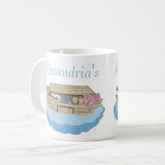 男の赤ちゃんブルーノアのアークベビーシャワーギフトコーヒー コーヒーマグカップ (正面左)