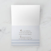 男の赤ちゃんブルーバプティスケーキテディベア カード (内部)