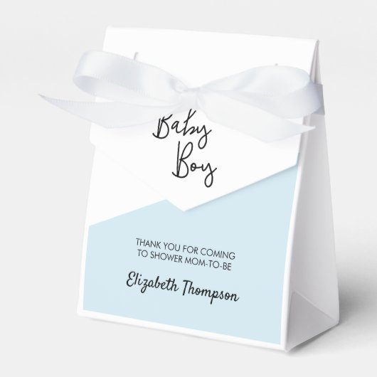 男の赤ちゃんブルーパーソナライズされたベビーシャワー フェイバーボックス (正面サイド)