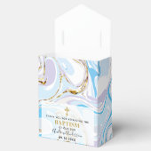 男の赤ちゃんブルーパーソナライズされた抽象芸術マーブルバプテスマ フェイバーボックス (オープン)