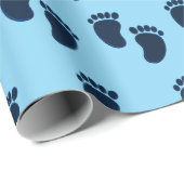 男の赤ちゃんブルーフェイク刺繍プリント模様 ラッピングペーパー (ロールコーナー)