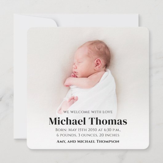 男の赤ちゃんブルーフォトシンプルーかわいいストライプスクエア (正面)