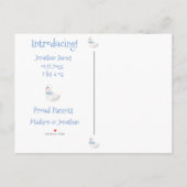 男の赤ちゃんブルーフォトタイポグラフィ名誕生統計 案内ポストカード (裏面)