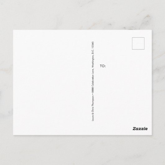 男の赤ちゃんブルーフォトバプテスマありがとう ポストカード (裏面)