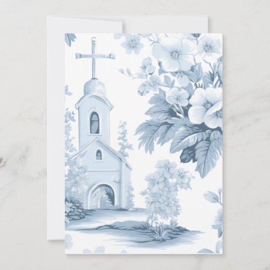 男の赤ちゃんブルーフローラトイレバプテスマ 招待状 (裏面)