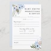 男の赤ちゃんブルーフローラベビーシャワーアドバイスシート (正面/裏面)