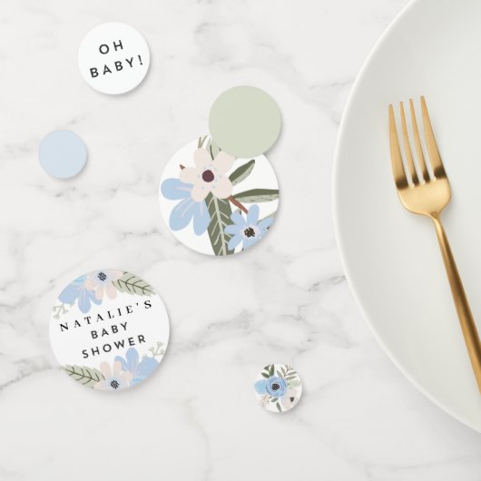 男の赤ちゃんブルーフローラベビーシャワーテーブル紙吹雪 コンフェッティ (グループ)