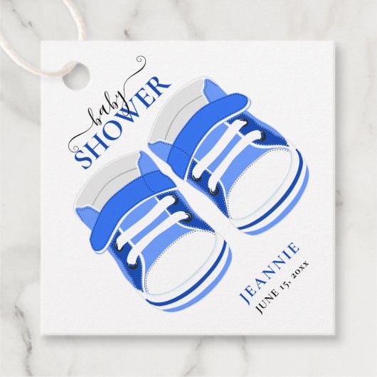 男の赤ちゃんブルーブーティベビーシャワー フェイバータグ (正面)