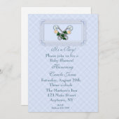 男の赤ちゃんブループレイドシャワー 招待状 (正面/裏面)