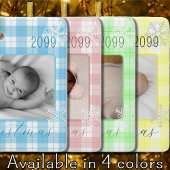 男の赤ちゃんブループレイドスノーフレーク初めてのクリスマス セラミックオーナメント