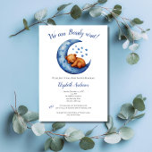 男の赤ちゃんブルーベアームーンバーリーウェイベビーシャワー 招待状