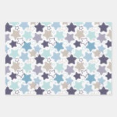 男の赤ちゃんブルーベビーシャワーギフトラップ新生児 ラッピングペーパーシート (正面3)