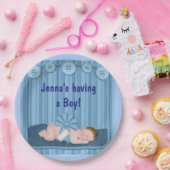 男の赤ちゃんブルーベビーシャワーパーティー紙プレート ペーパープレート (パーティー)