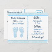 男の赤ちゃんブルーベビーシャワー招待状 インビテーションポストカード (正面/裏面)