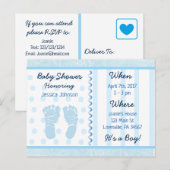 男の赤ちゃんブルーベビーシャワー招待状 インビテーションポストカード (正面/裏面)