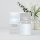 男の赤ちゃんブルーベビーモダンシャワー招待状 招待状 (スタンド正面)