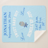 男の赤ちゃんブルーベビーラトルのアップロード写真 シェルパブランケット (正面(横))