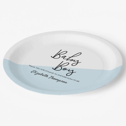男の赤ちゃんブルーベモダンビーシャワー ペーパープレート (アングル)
