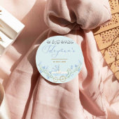 男の赤ちゃんブルーベルフラワーズアクエーカーフェイスステッカー ラウンドシール