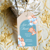 男の赤ちゃんブルーベージュバルーン赤ちゃんシャワー感謝していユー ギフトタグ