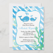 男の赤ちゃんブルーホエールベビーシャワー 招待状 (裏面)