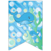 男の赤ちゃんブルーポルカホエ点々のあるールベビーシャワー バンティングフラッグ (第1の旗)