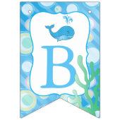 男の赤ちゃんブルーポルカホエ点々のあるールベビーシャワー バンティングフラッグ (第3の旗)