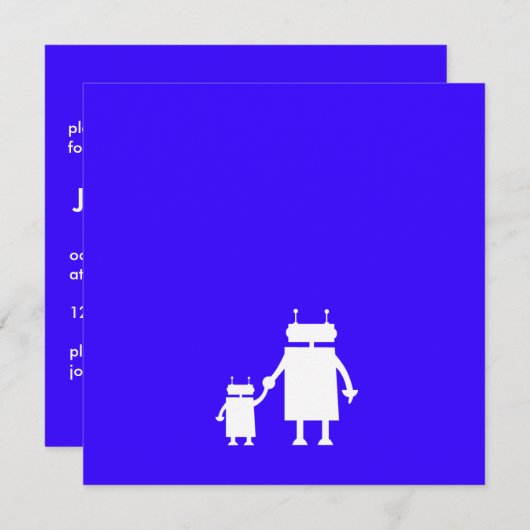 男の赤ちゃんブルーロボットベビーシャワー招待状 招待状 (正面/裏面)