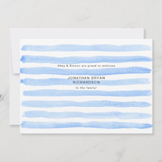 男の赤ちゃんブルーワンフォトウェルカム誕生のお知らせ 招待状 (裏面)