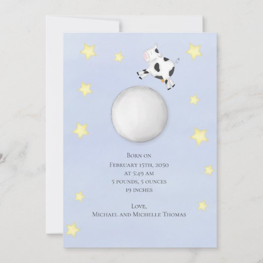 男の赤ちゃんブルー写真誕生のお知らせ 案内状 (裏面)