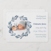 男の赤ちゃんブルー写真誕生のお知らせ 案内状 (正面/裏面)