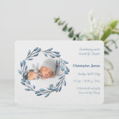 男の赤ちゃんブルー写真誕生のお知らせ 案内状 (スタンド正面)