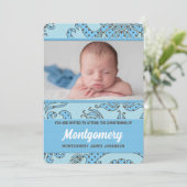 男の赤ちゃんブルー及びブラウン用《キリスト教》洗礼式や命名式 招待状 (スタンド正面)