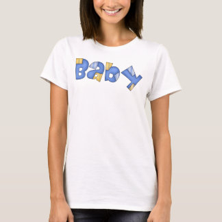 男の赤ちゃんブルー女子妊婦のTシャツ Tシャツ