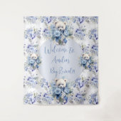 男の赤ちゃんブルー性別による写真の背景の表示 タペストリー (正面)