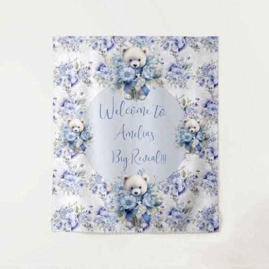 男の赤ちゃんブルー性別による写真の背景の表示 タペストリー (正面)