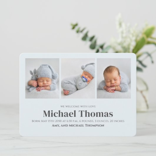 男の赤ちゃんブルー数々のフォトシンプルーかわいいプレイド (スタンド正面)