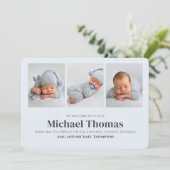 男の赤ちゃんブルー数々のフォト誕生のお知らせ (スタンド正面)