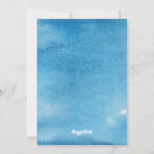 男の赤ちゃんブルー水色の文字列ライト赤ちゃんシャワー 招待状 (裏面)