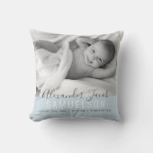 男の赤ちゃんブルー記念誕生日PHOTO クッション (正面)