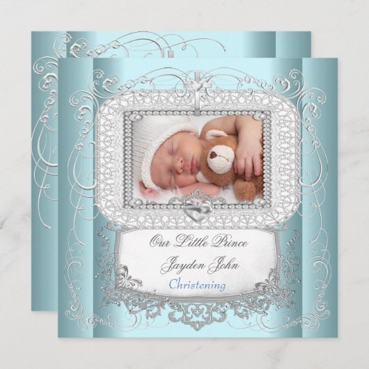 男の赤ちゃんブルー《キリスト教》洗礼式や命名式バプティスクロプリンス 招待状