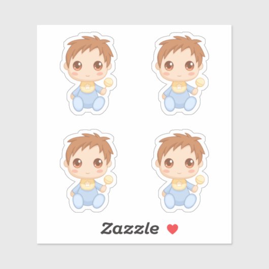 男の赤ちゃんブルーJumpsuitセットof 4 シール (シート)