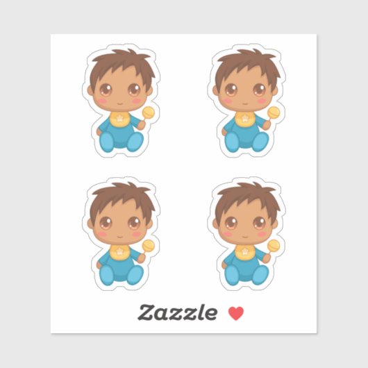 男の赤ちゃんブルーJumpsuitセットof 4 シール (シート)