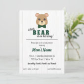 男の赤ちゃんベアーグリーン&金ゴールドベビーシャワー 招待状 (スタンド正面)